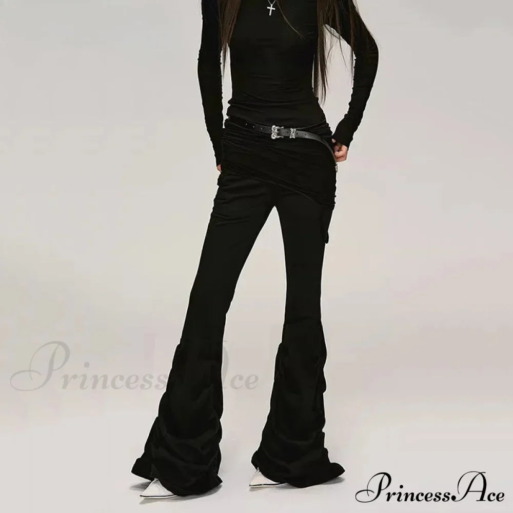 90s Retro Ruched Flare Halloween Pants