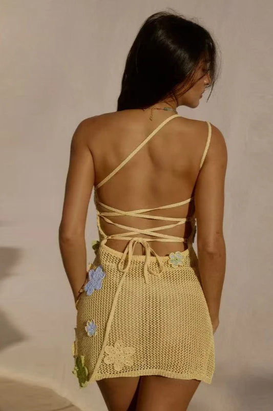 Crochet Hollow Out Mini Dress