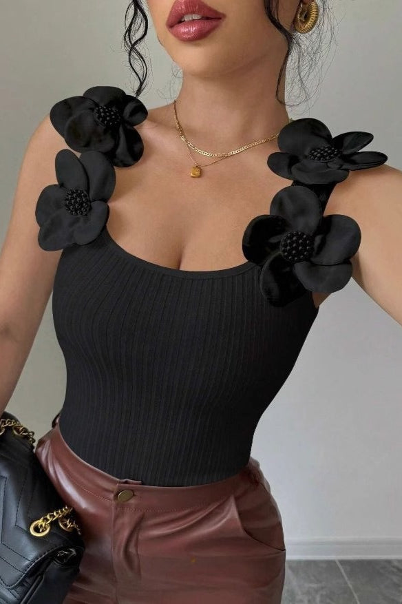 Floral Applique Knit Top