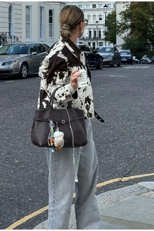 Casual Cow Print Street Jacket