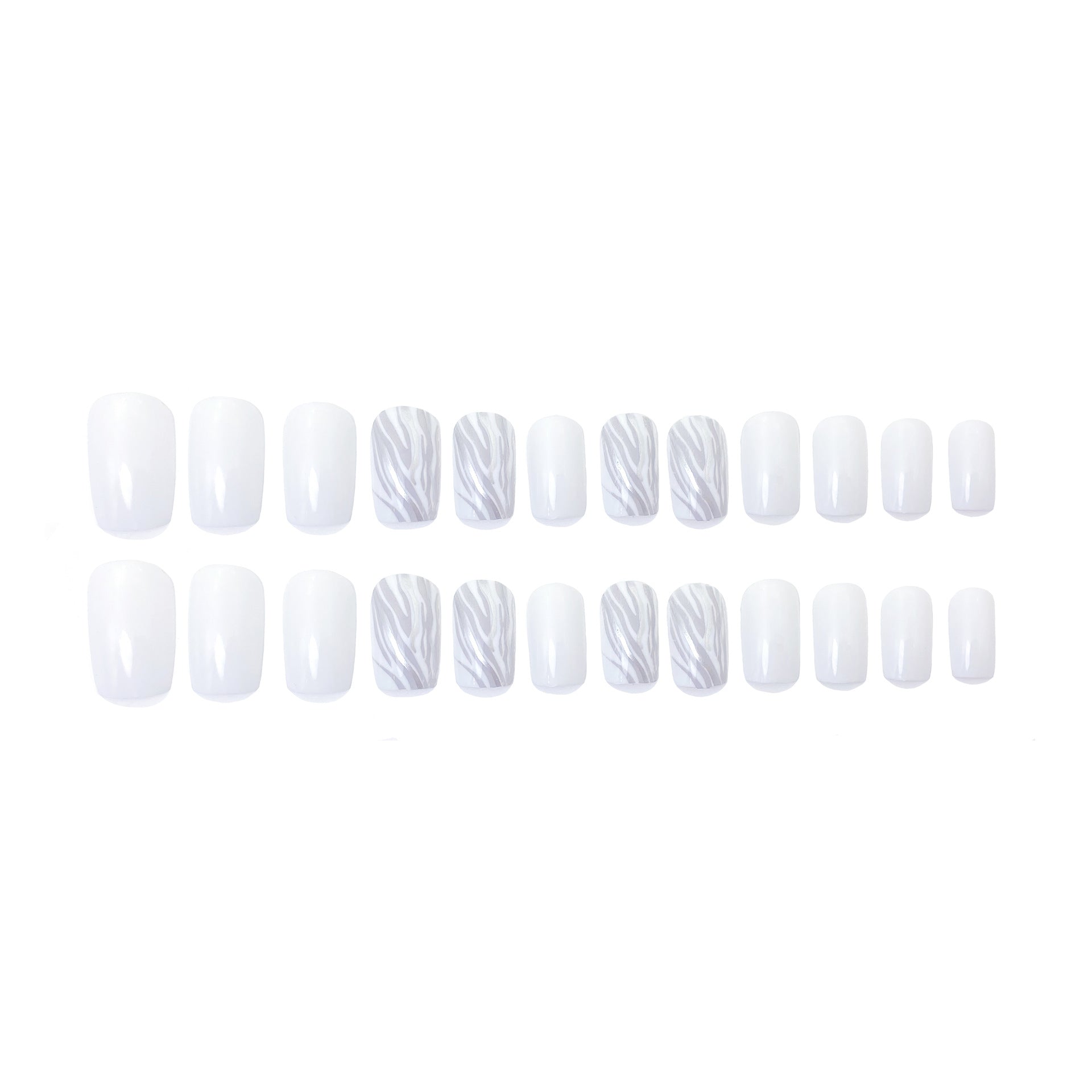 24pcs Short Square Trim Fake Nail & 1sheet Tape