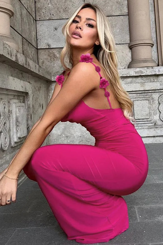 Dulzura Rose Red Strap Maxi Dress