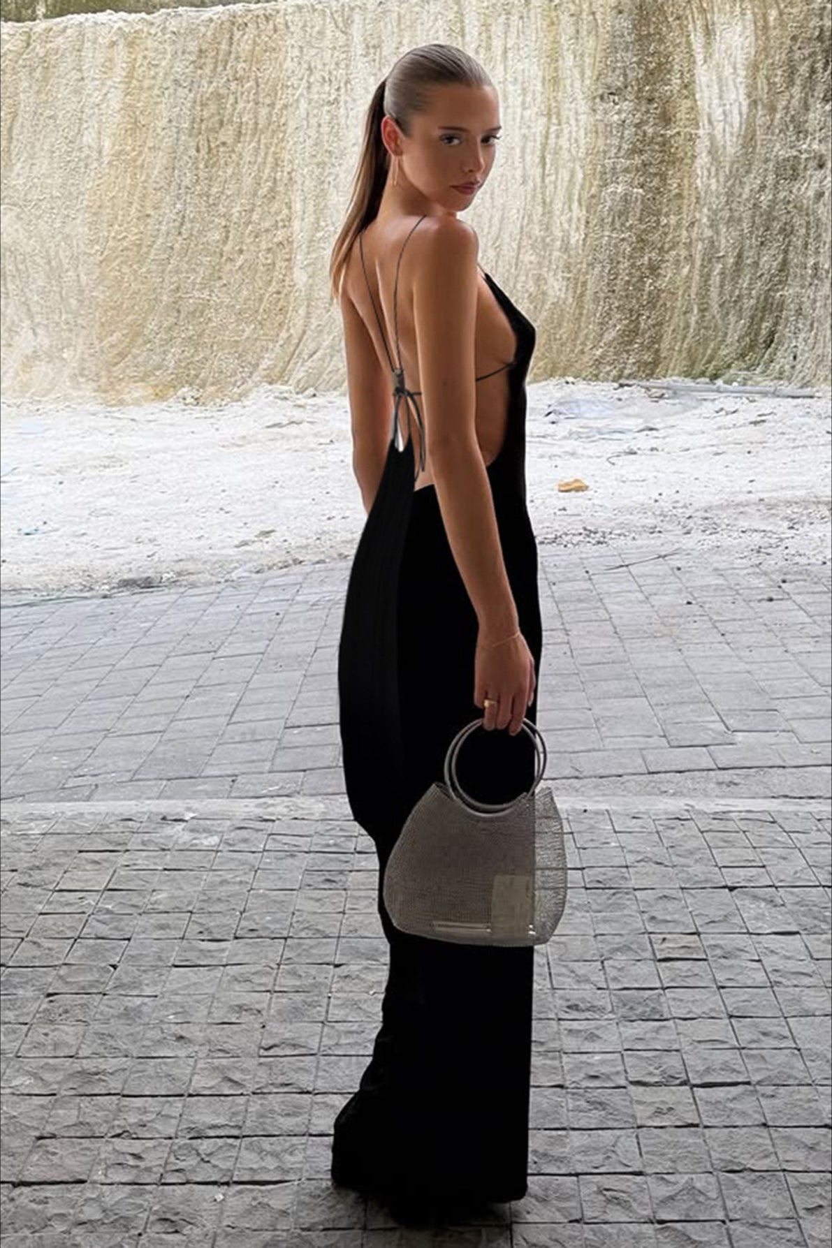 Scoop Neck Spaghetti Strap Backless Bodycon Maxi Dress