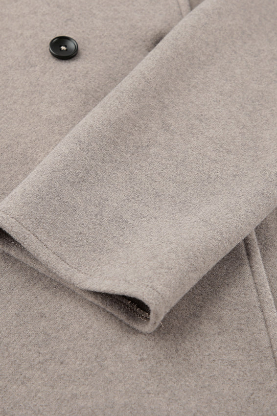 Elegant Vintage Brown V-Neck Wool Coat for Timeless Style