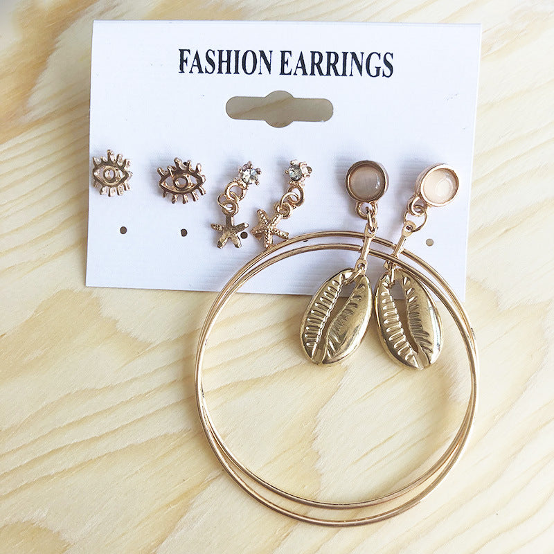 Simple Starfish Earrings Set
