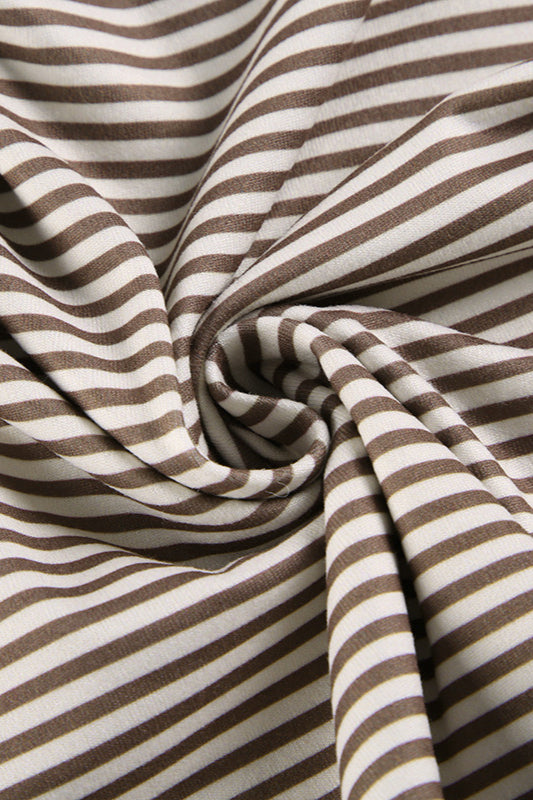 Basic Crew Neck Backless Striped Fitted Knit Blouse