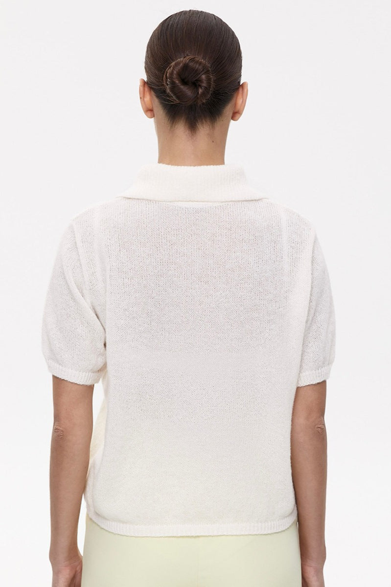 Hollow Out Polo Knit Sweater