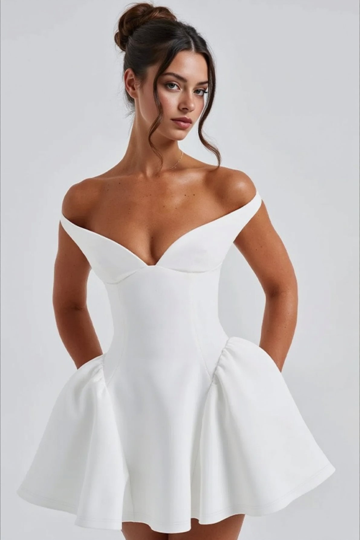 Off Shoulder Sweetheart Corset Fit and Flare Mini Dress 3