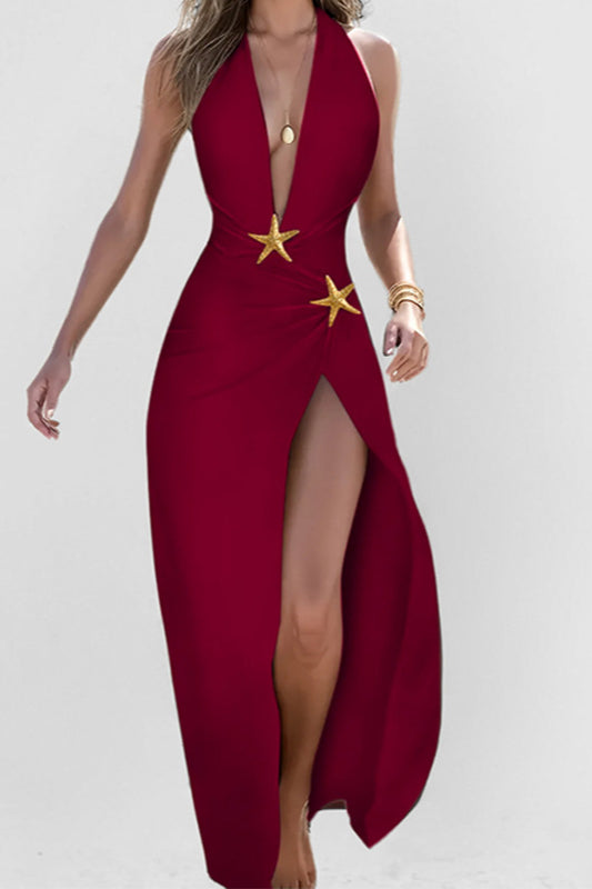 Fashionable V-Neck Split Loose Party Dress
