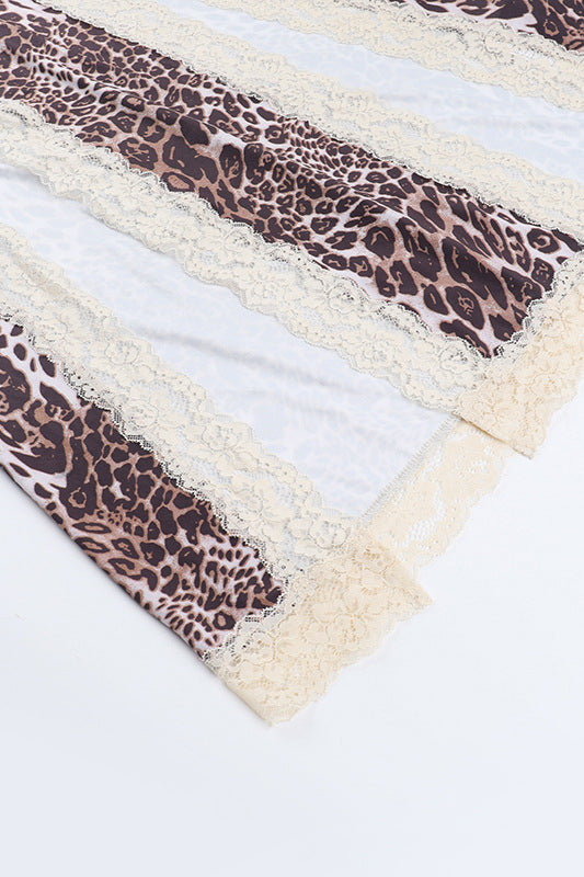 Lace Split Cami Leopard Maxi Dress