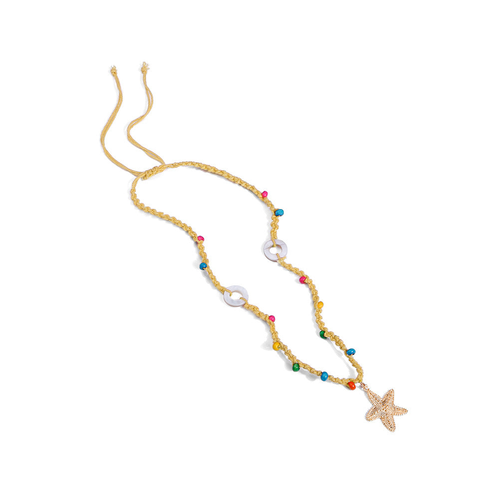 Woven Ethnic Wind Shell Starfish Necklace