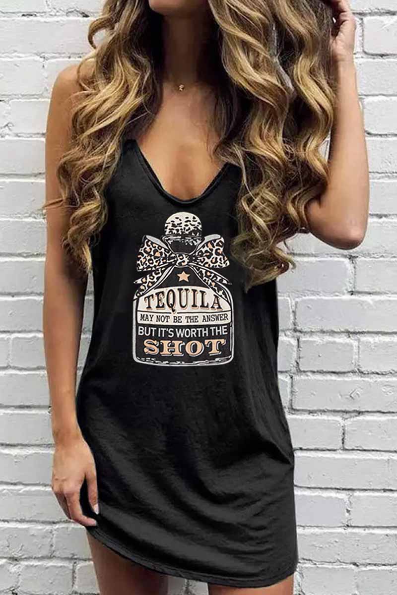 Tequila It's Worth the Shot Leopard Print Sleeveless Mini Dress - Fashionpara