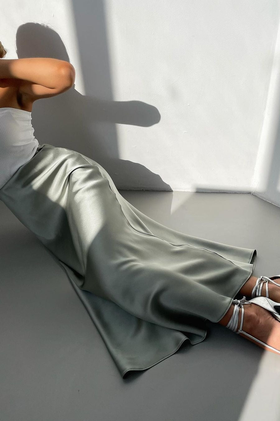 Satin Fishtail Maxi Skirt