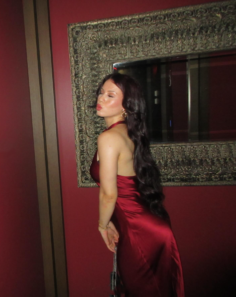 Stylish Halter Sleeveless Burgundy Sheath Long Party Dress Wedding Guest Dress D1490