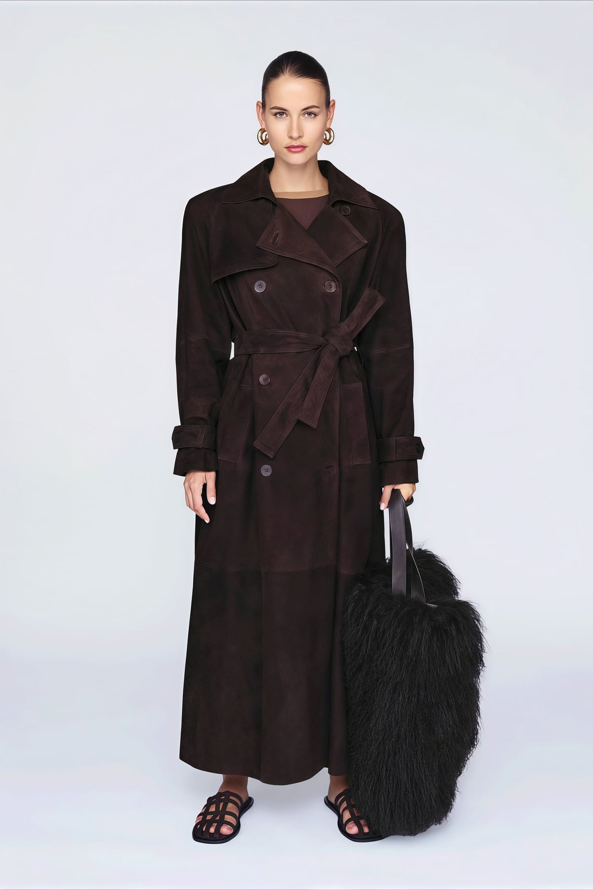 Double Breasted Tie Waist Long Overcoat 8
