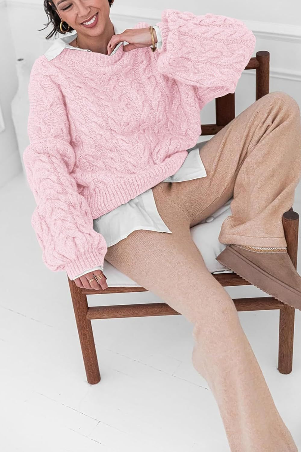 PrincessAce Vintage Chunky Knit Cable Sweater for Comfort