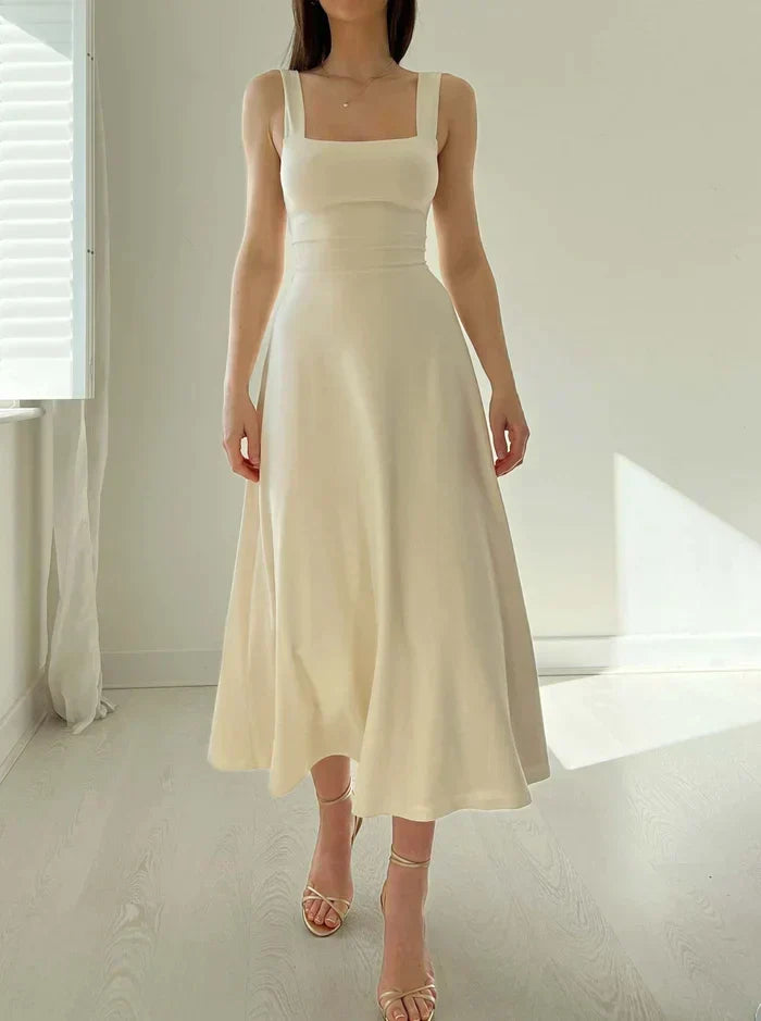 Square Neck Sleeveless Princess Seam A-Line Midi Dress - View 7