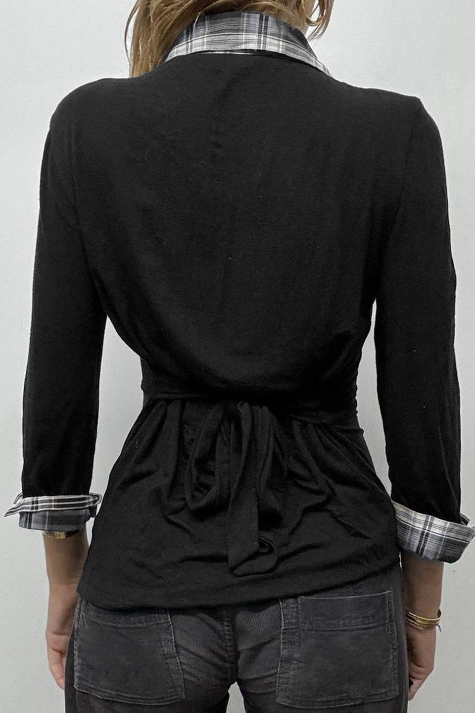 Knit Camouflage Fitted Long Sleeve Blouse