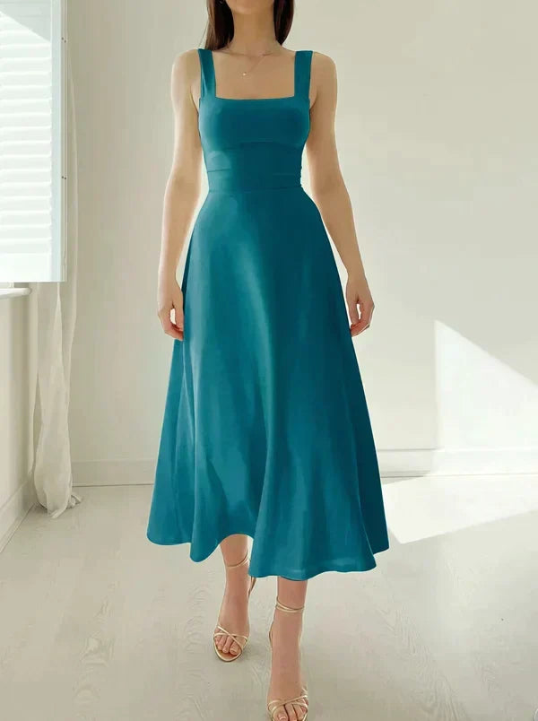 Square Neck Sleeveless A-Line Maxi Dress - View 3