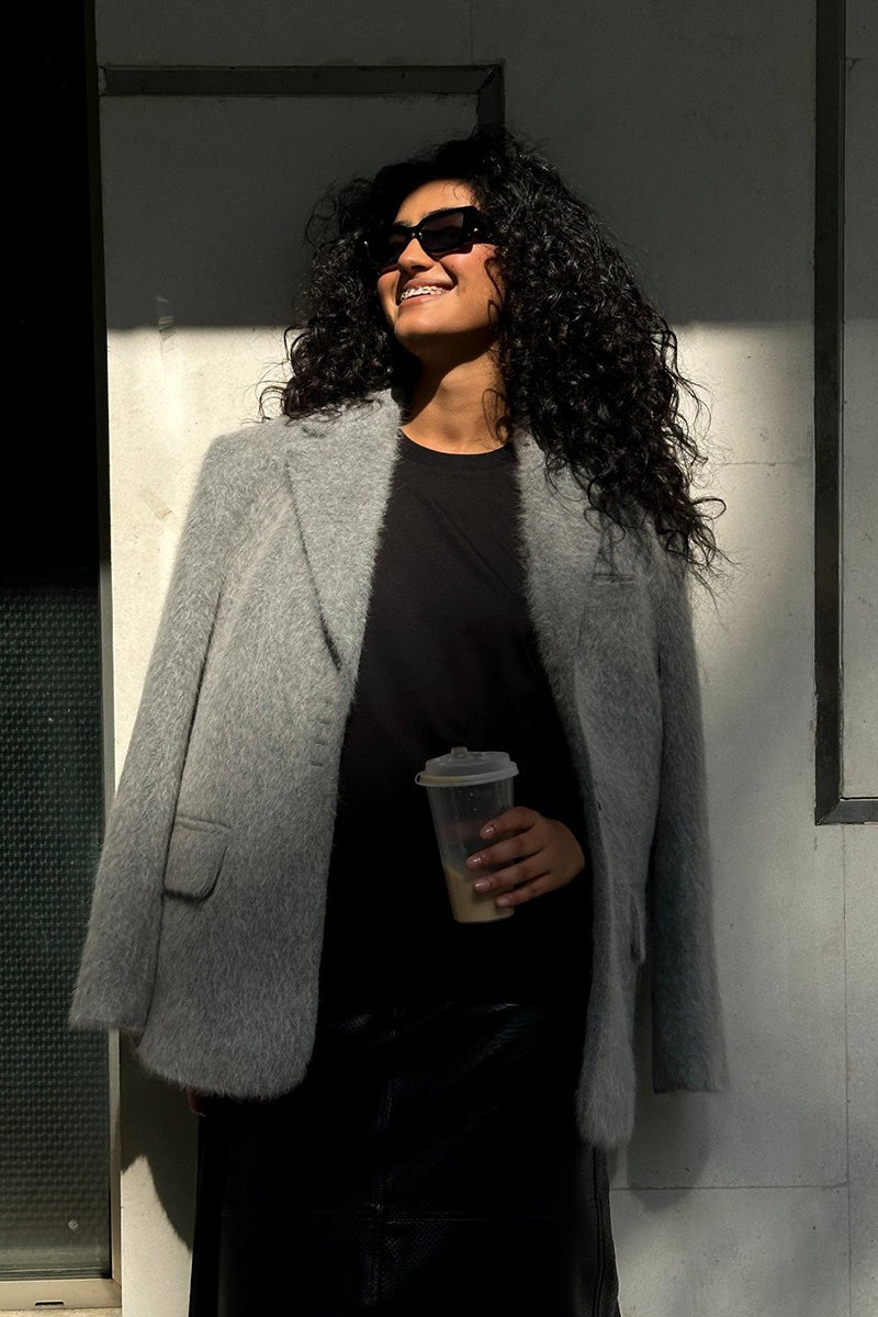 Long Sleeve Faux Fur Blazer