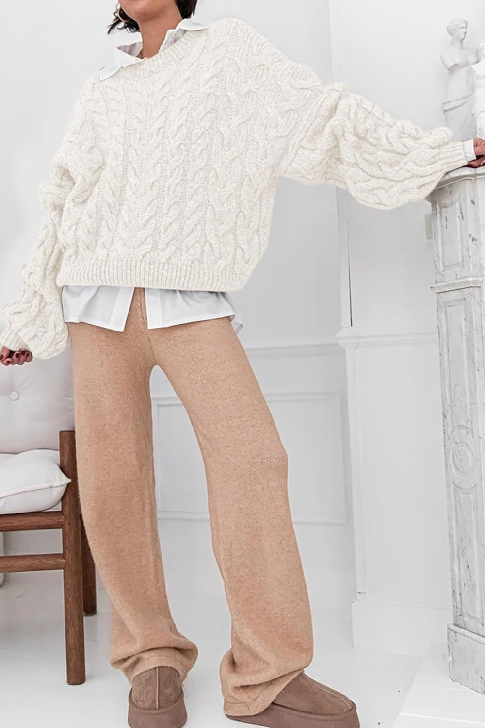 PrincessAce Vintage Chunky Knit Cable Sweater for Comfort