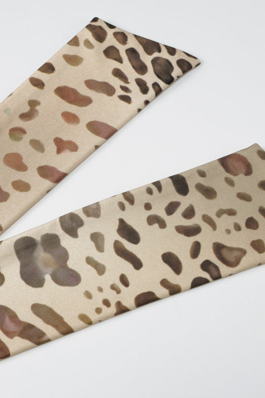 Leopard Halter Tie Back Asymmetrical Maxi Dress