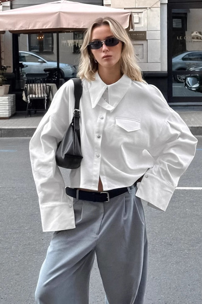 Unique Cropped Collared Blouse
