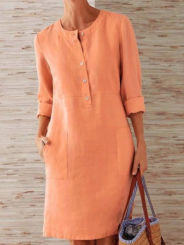 Women's Shift Dress Knee Length Dress - 3/4 Length Sleeve Summer Fall Hot Casual vacation dresses  Fashionpara