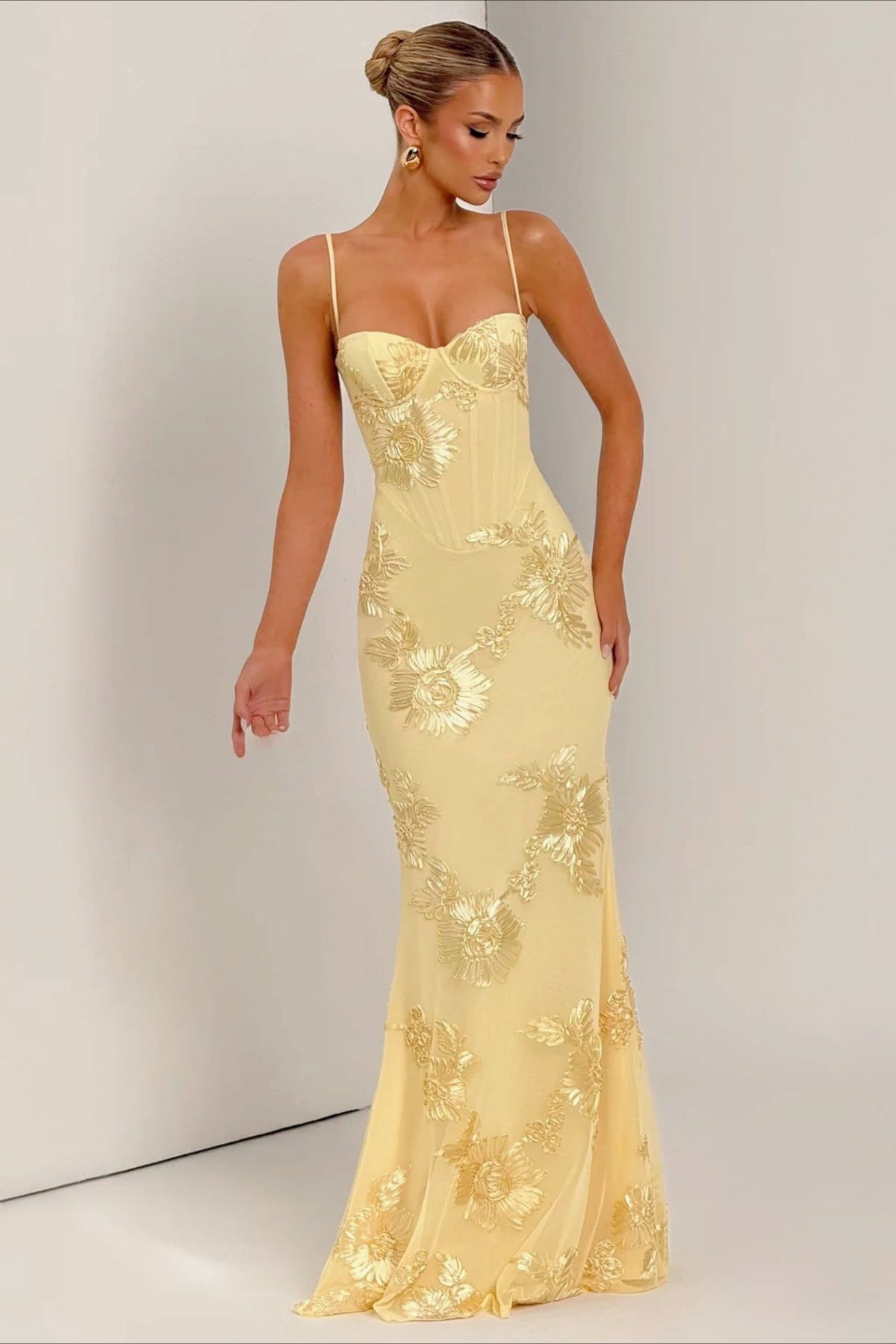 Elegant Strapless Slip Maxi Floral Dress