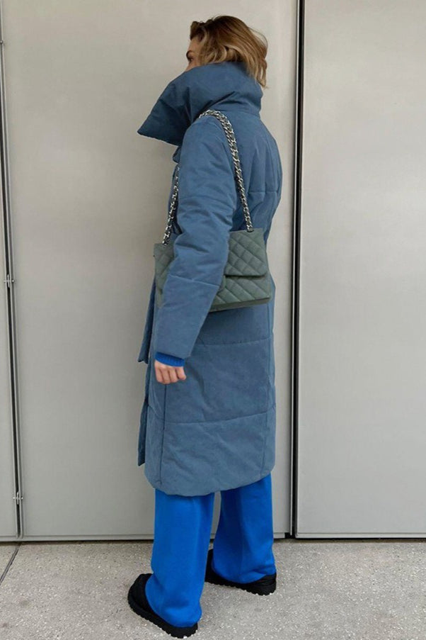 Long Stand Collar Relaxed Quilted Puffer Jacket 21