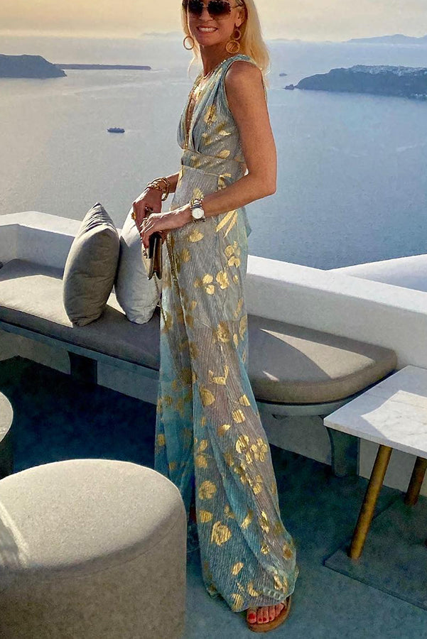 Chiffon Off Shoulder Ruffled High Split Maxi Dress - View 5