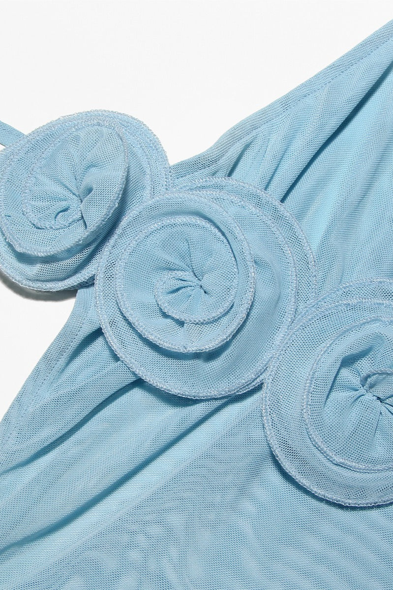 Halter Neck Rosette Backless Slim Maxi Dress - View 5