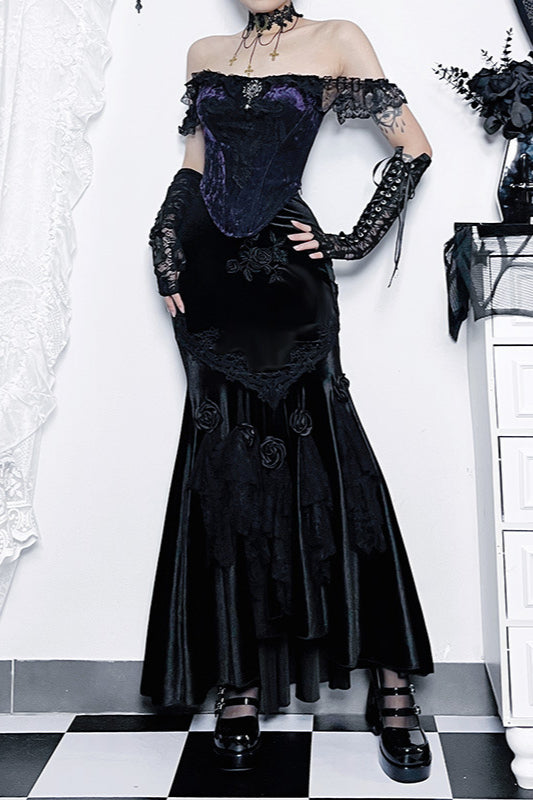 Gothic Fishtail Bodycon Maxi Skirt