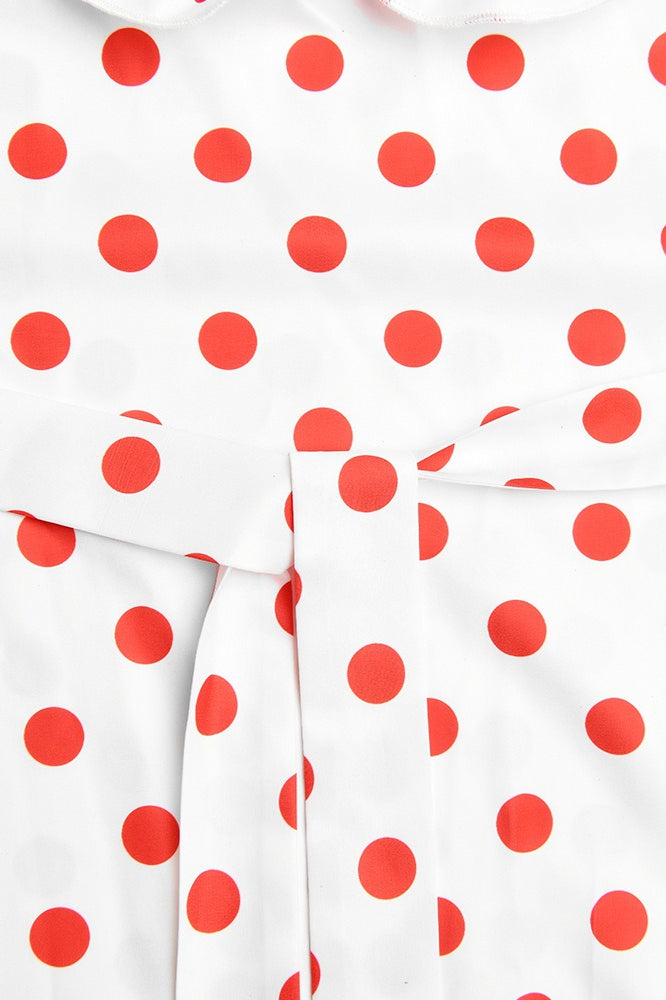 Polka Dot Off-Shoulder Ruffle Neck A-Line Midi Dress