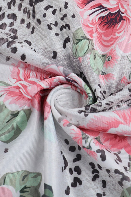 Leopard Floral Backless Maxi Dress