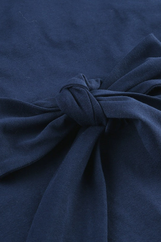 Ruched Sweetheart Neck Tie Blouse