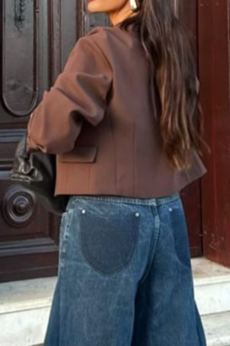 Resort Solid Color Long Sleeve Coat - Fashionpara