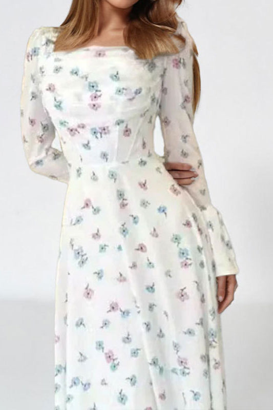 Off-Shoulder Waist-Cinched Solid Party Dress
