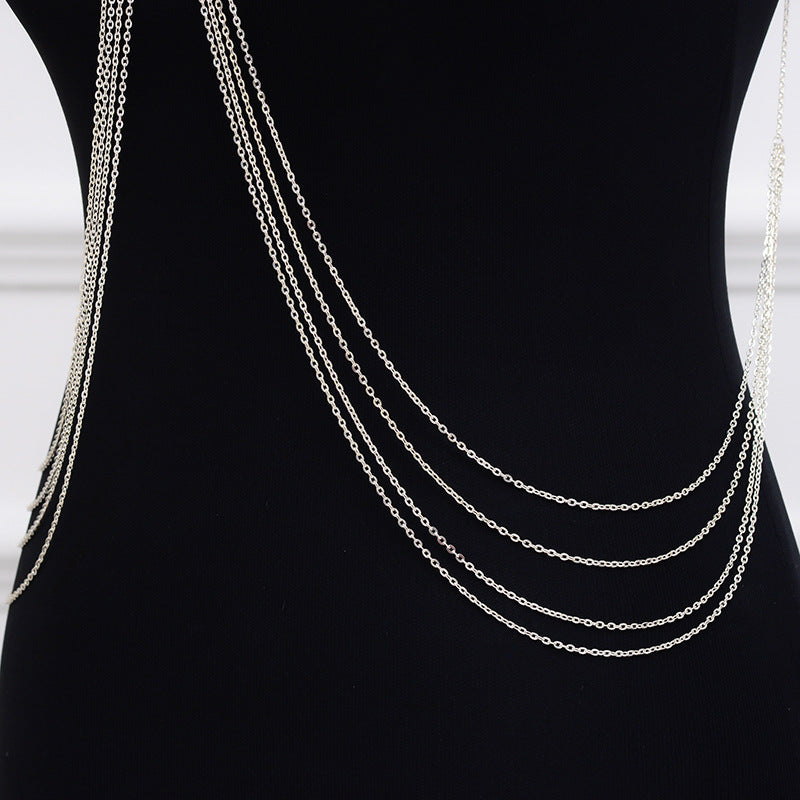 Layered Tassel Pearl Bikini Body Chain