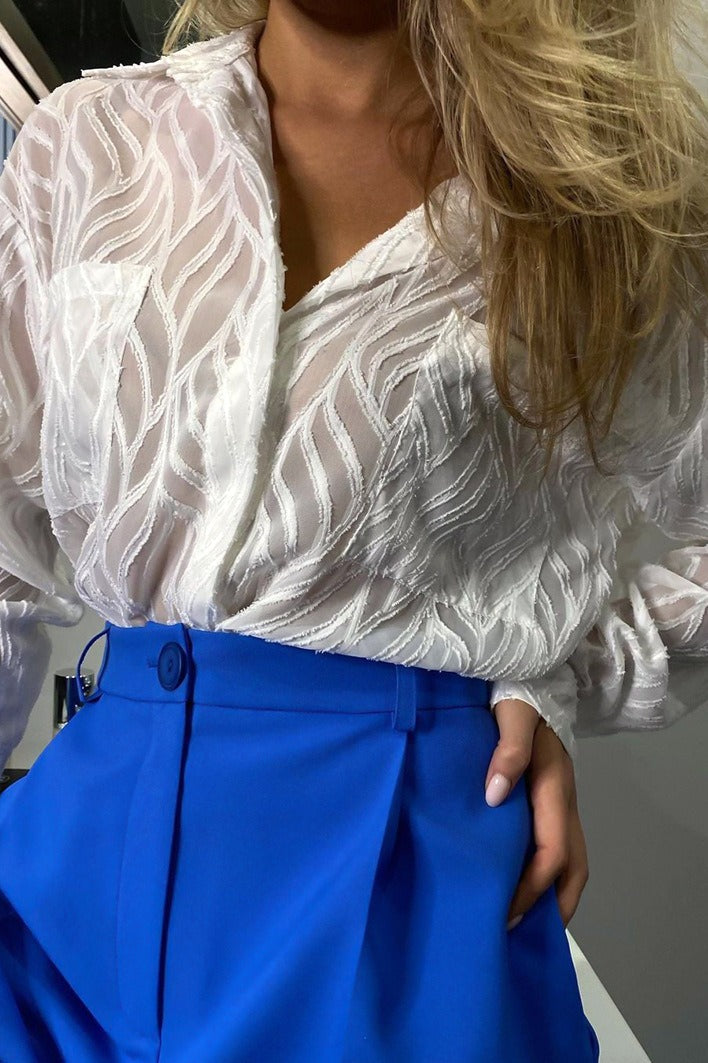 Textured Sheer Chiffon Blouse