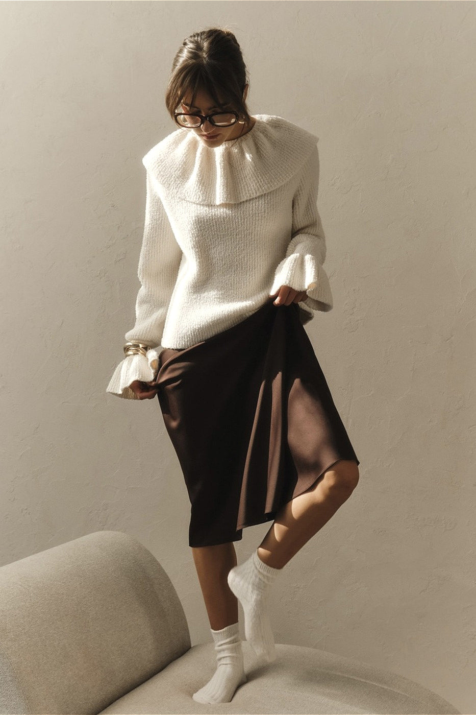 Vintage Ruffle Flare Sleeve Blouse