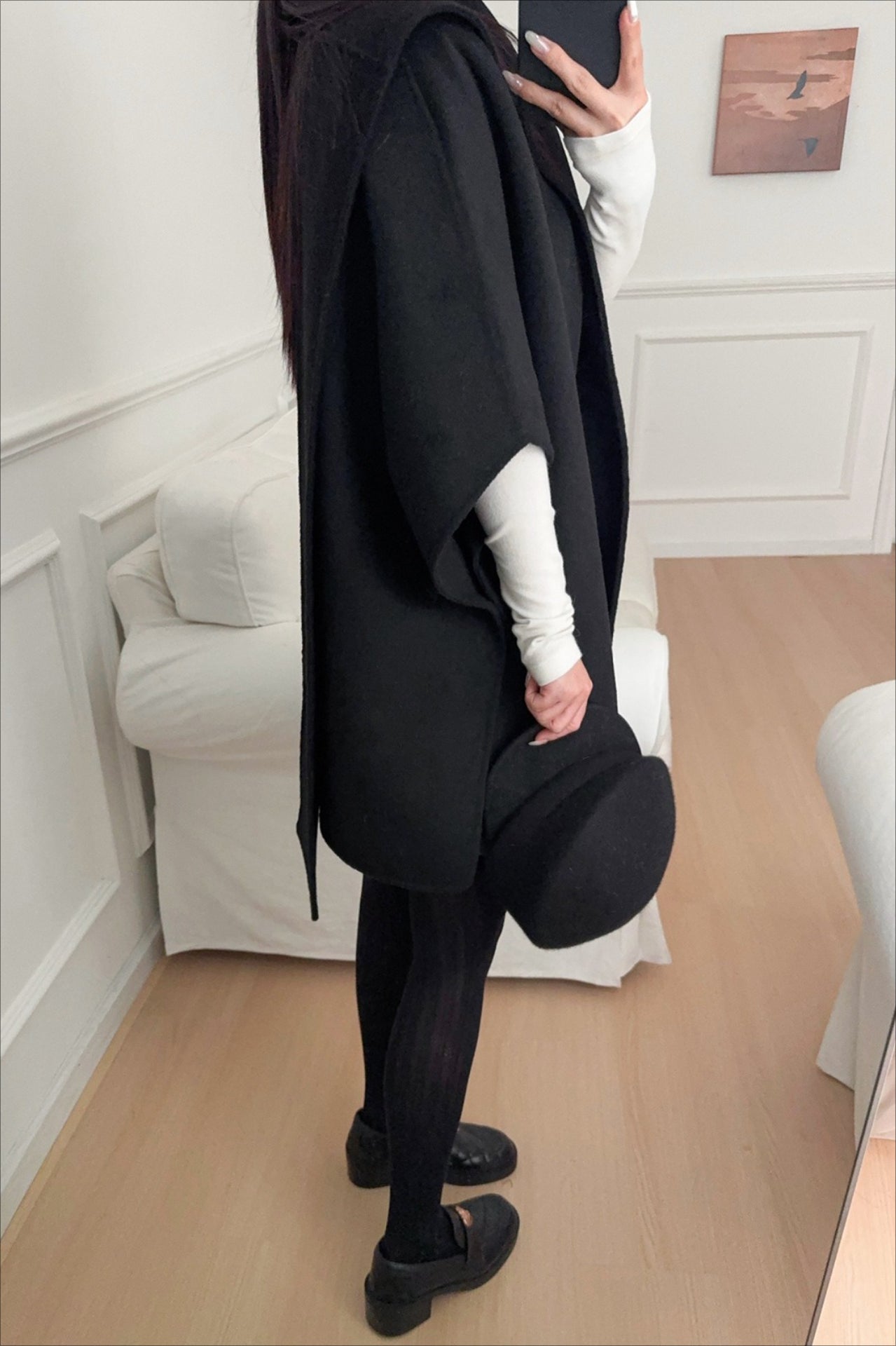 Wool Tencel Solid Scarf Shawl Cape Irregular Coat