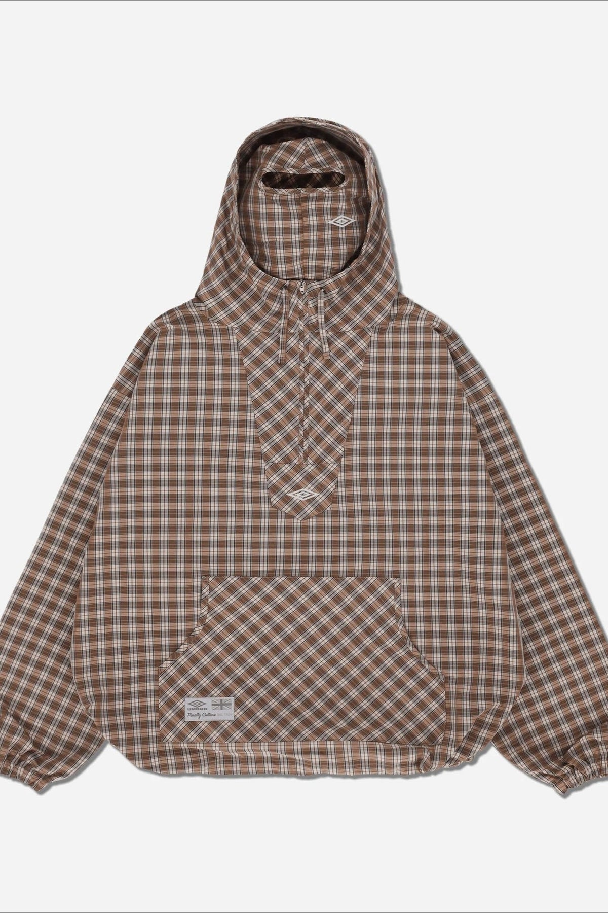 Vintage Plaid Half-Placket Masked Hoodie 4