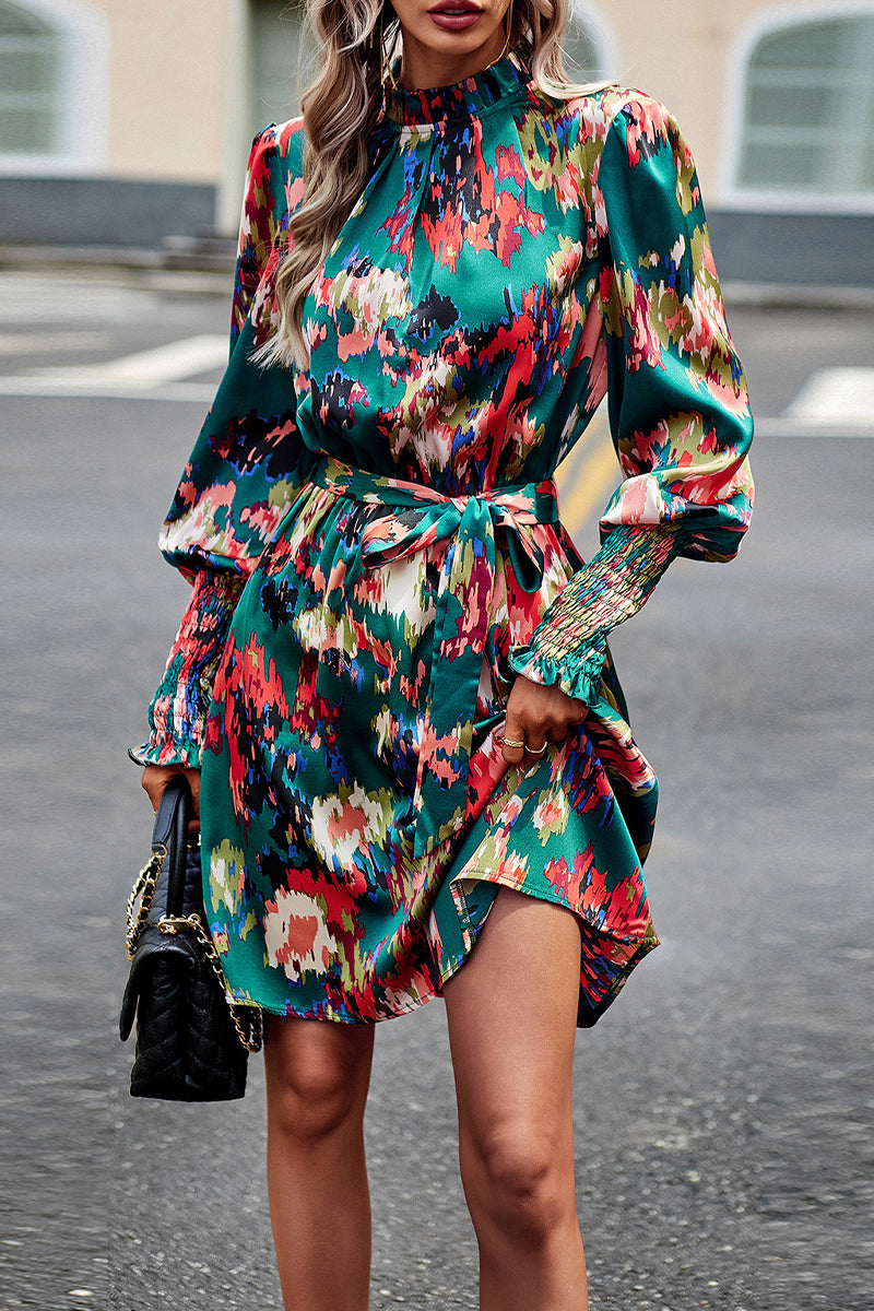 Leg of Lamb Sleeve Half Turtleneck Dress