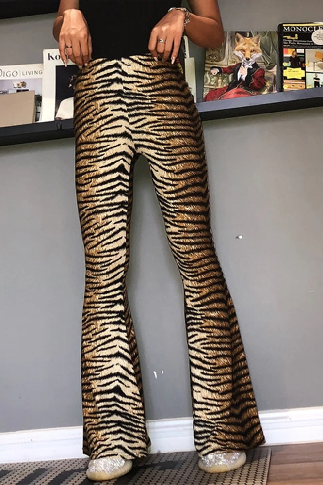 Leopard Print Flare Bodycon Pant