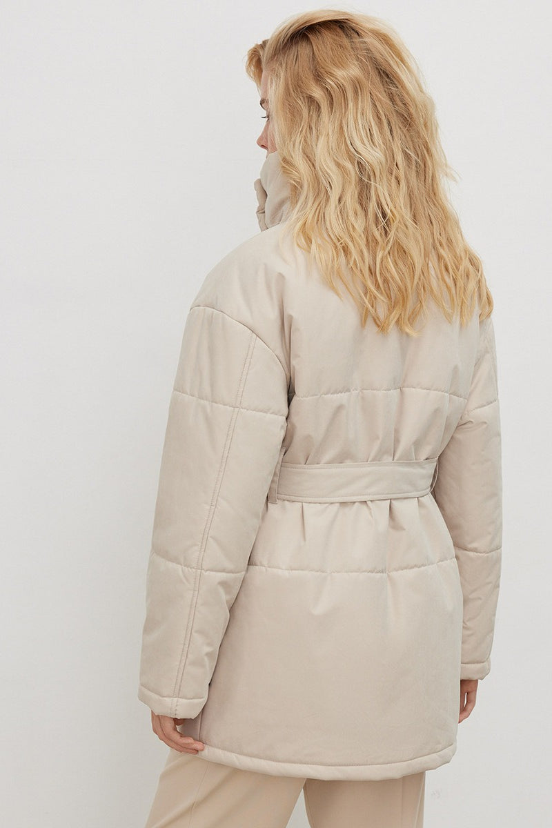 Asymmetrical Belted Cotton Coat - Fashionpara