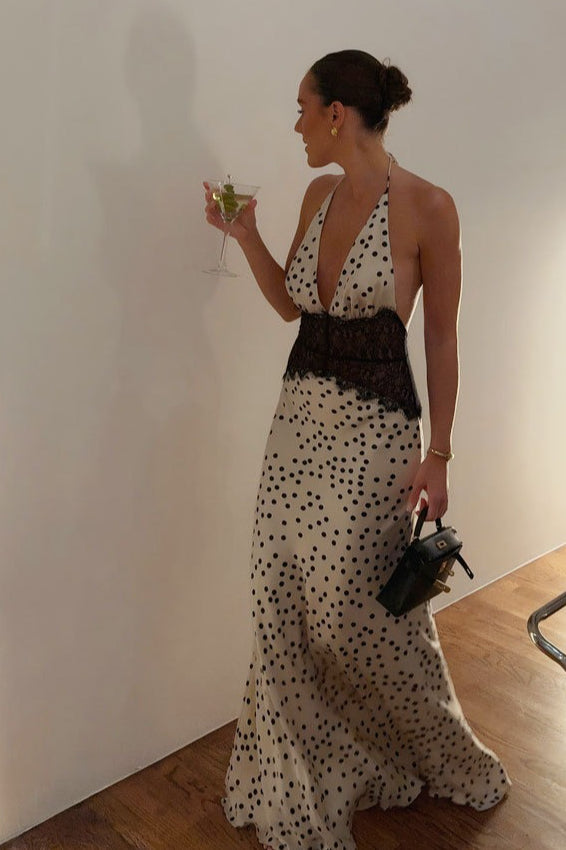 Lace Panel Sheer Maxi Dress