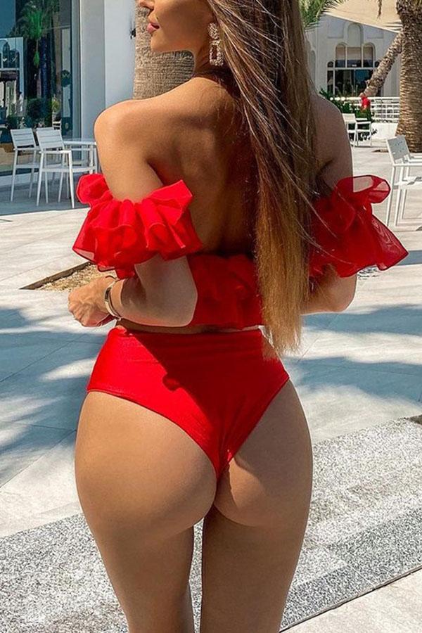 Ruffled High Waist Bikini - Fashionpara