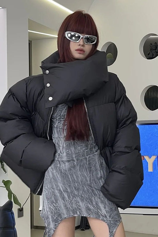 Thickened High Collar Puffer Coat - Fashionpara