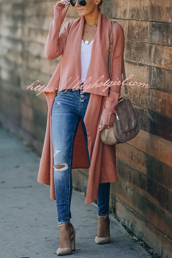 Lady Rin Oversized Drape Neckline Knit Cardigan for Comfort